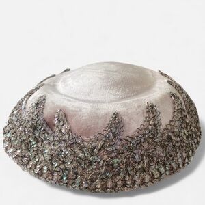 Vintage 1950s Patrice Model Pink Velvet Sequin Cocktail Hat